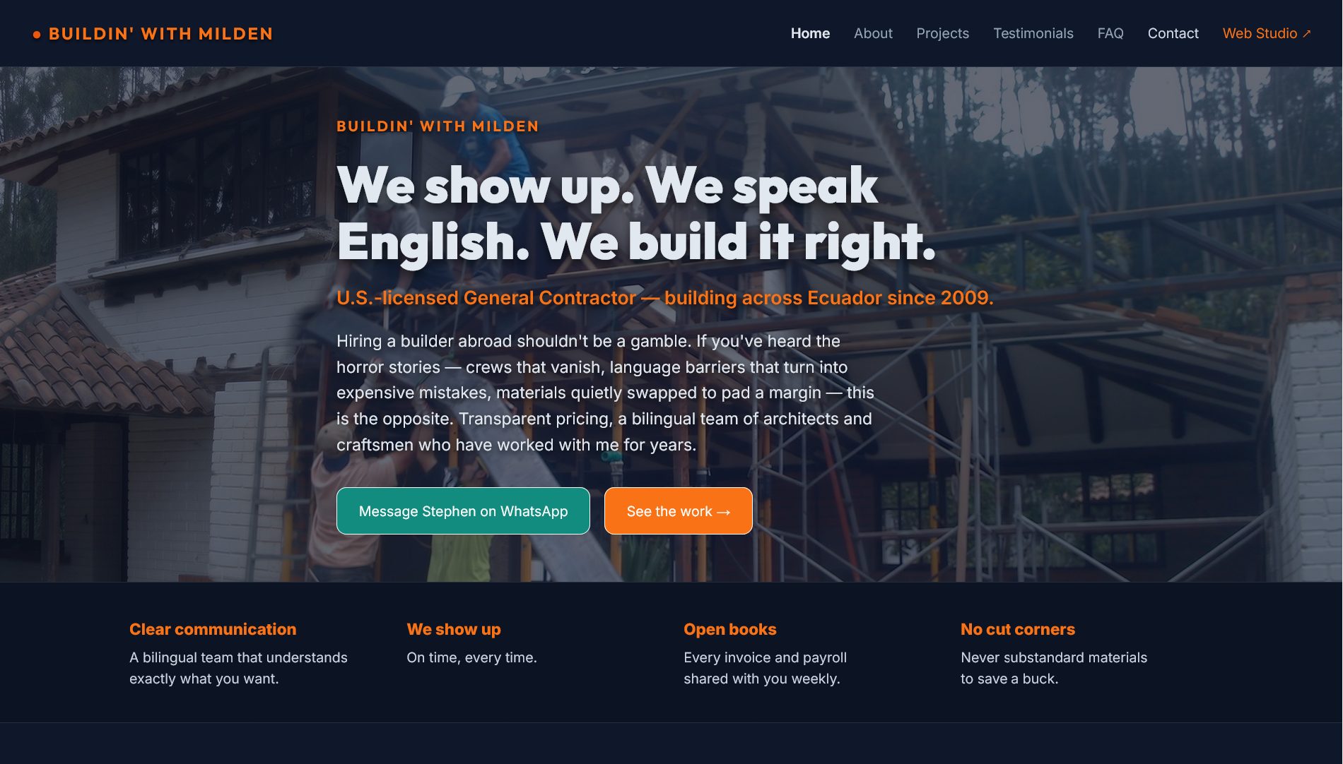 Buildin' With Milden construction site — full page