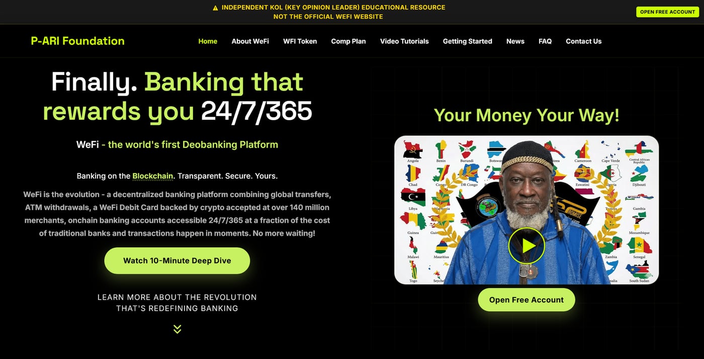 P-ARI Foundation website — full page